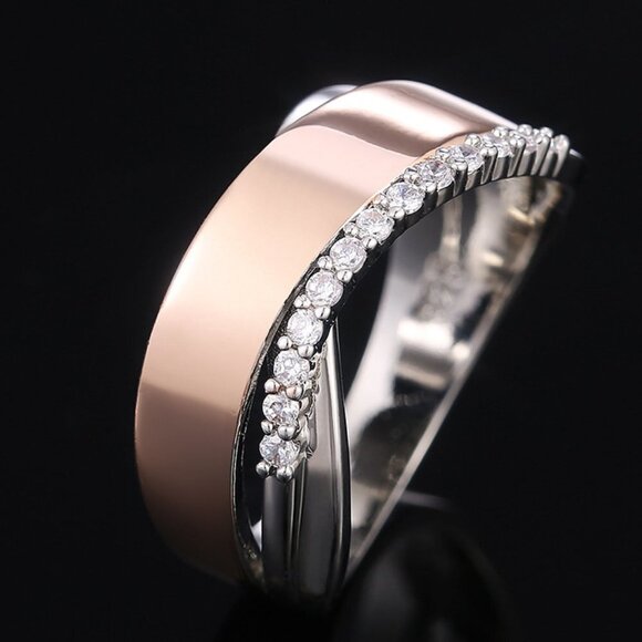 Trendy Cross Chunky Zircon Macro Pave Charm Fashion Rings for Women, PD478 - Picture 2 of 7